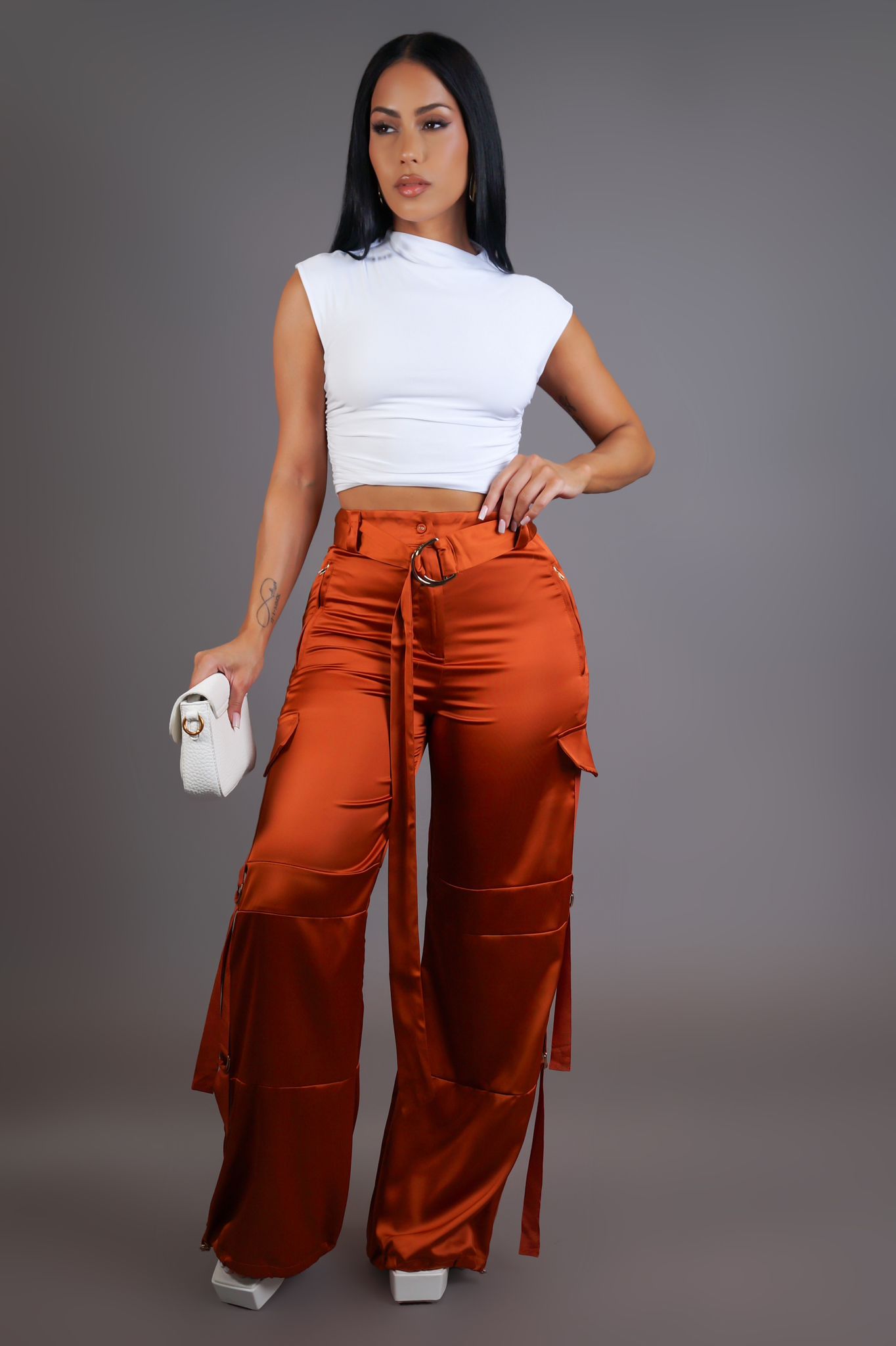 SATIN CARGO PANTS