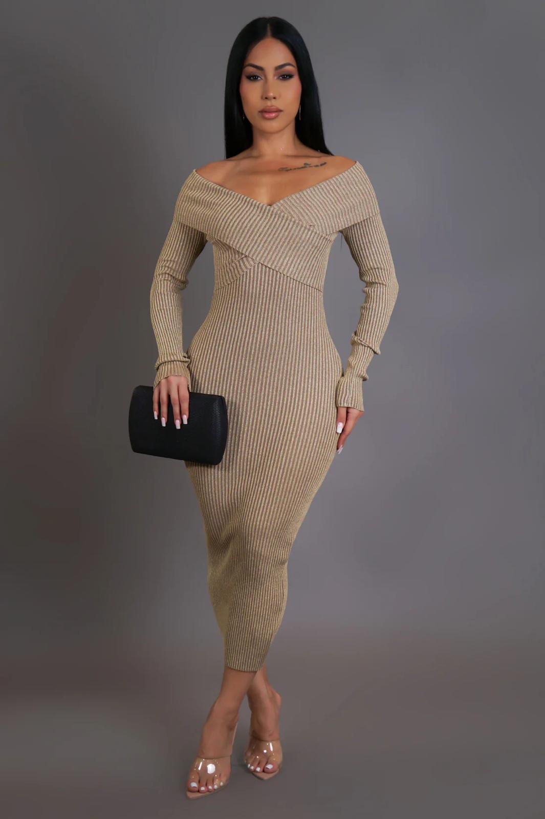 LADIES MIDI LS DRESS