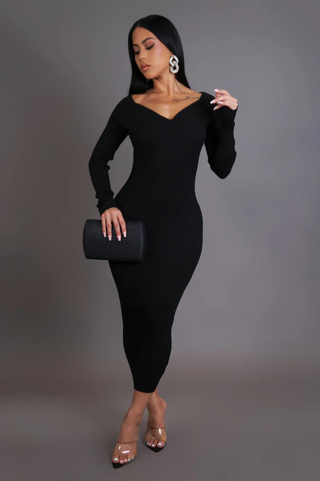 LADIES MIDI LS DRESS