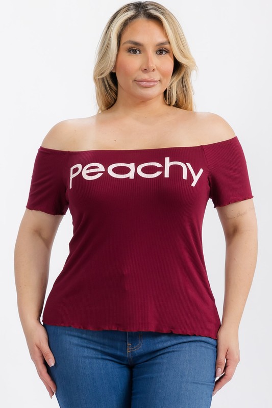 PLUS GRAPHIC PEACHY TOPS