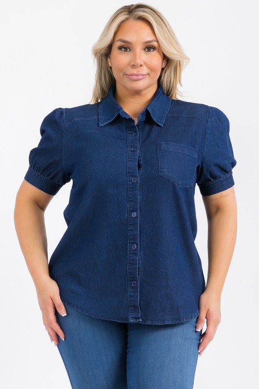 PLUS DENIM BLOUSE