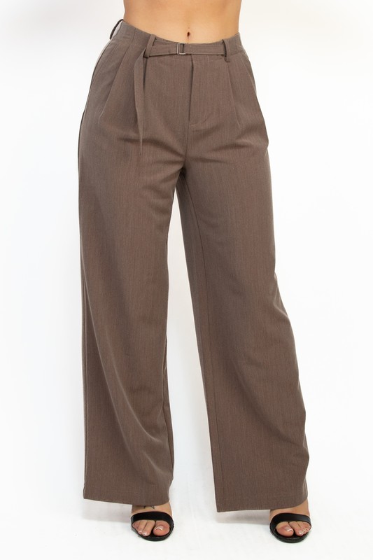 BELTED WIDE LEG PANTS