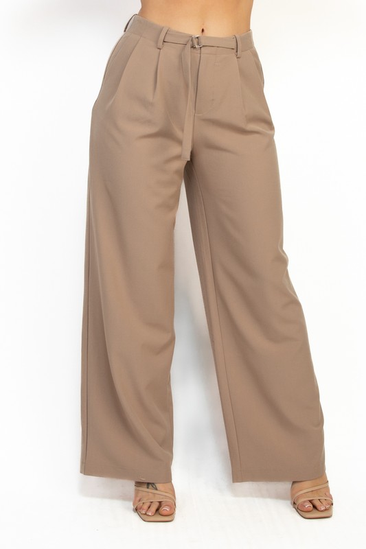 BELTED WIDE LEG PANTS