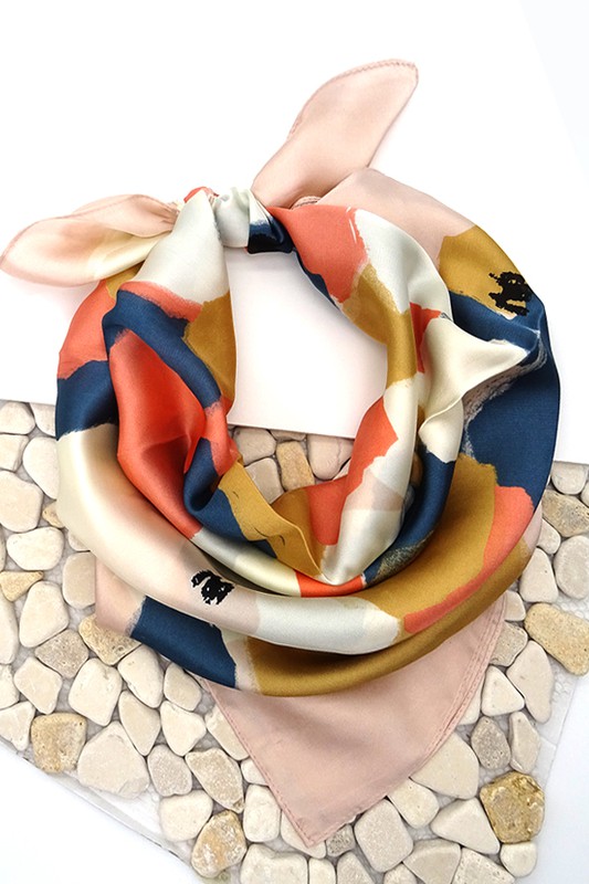 COLOR BLOCK SILK SCARF