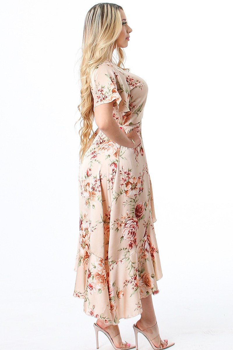 SATIN FLORAL DRESS