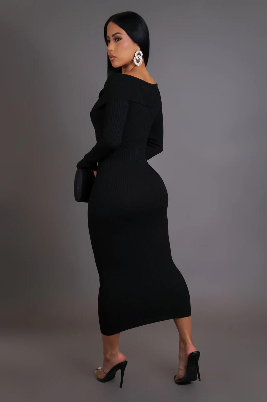 LADIES MIDI LS DRESS