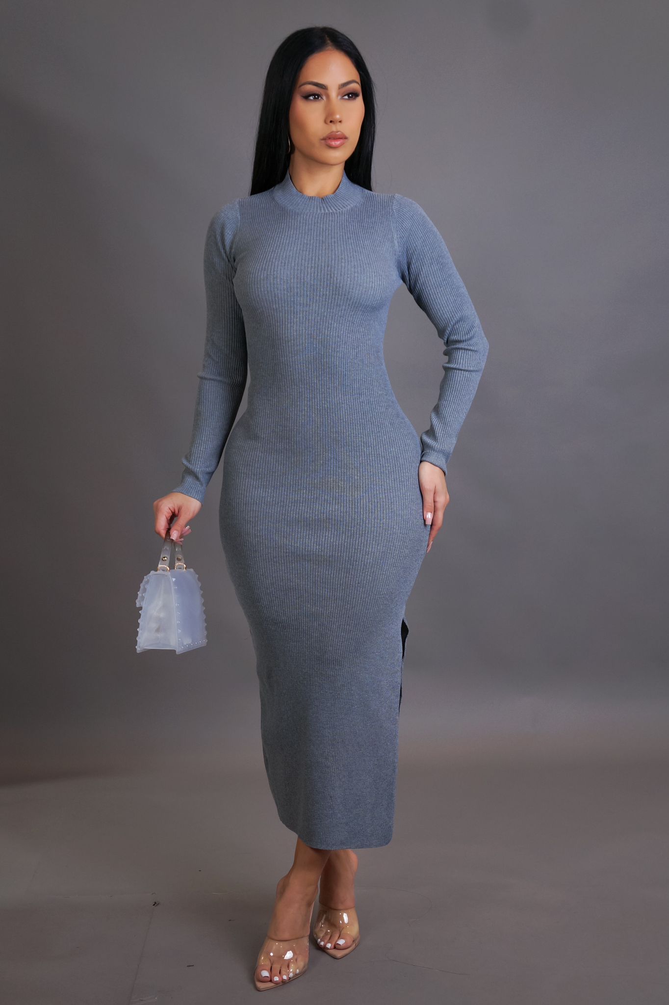 LADIES LS MIDI DRESS