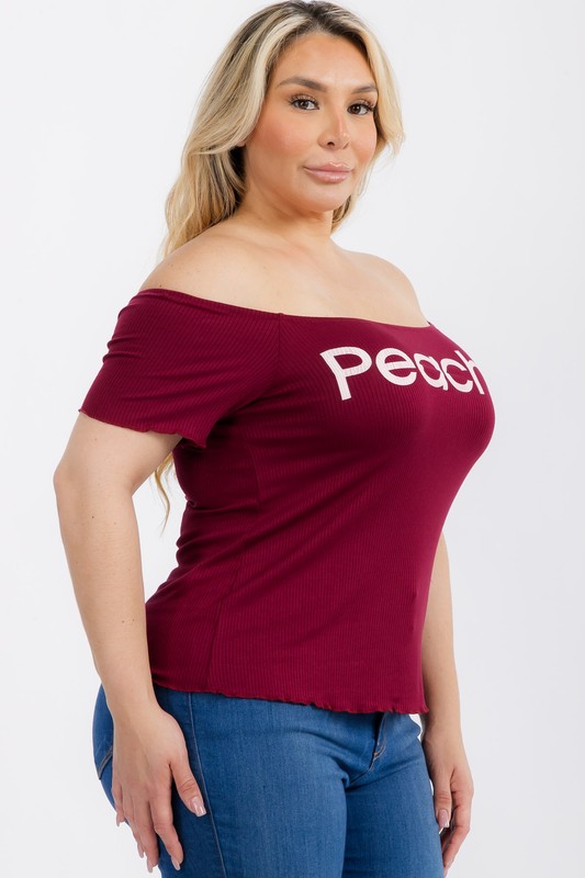PLUS GRAPHIC PEACHY TOPS