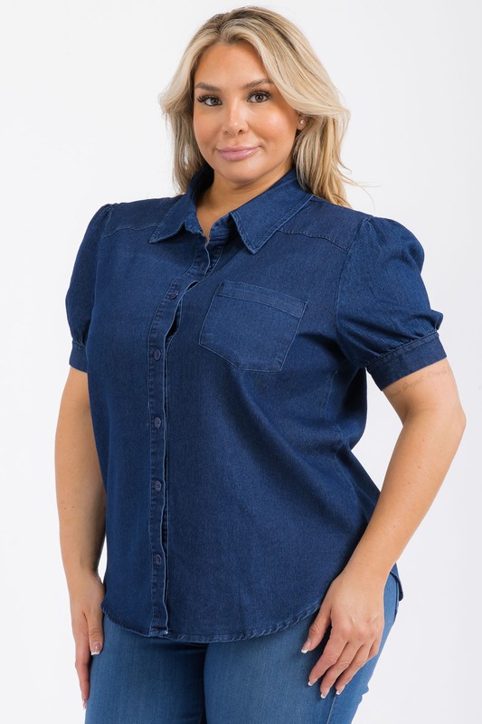 PLUS DENIM BLOUSE