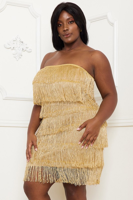 PLUS TUBE FRINGE DRESS