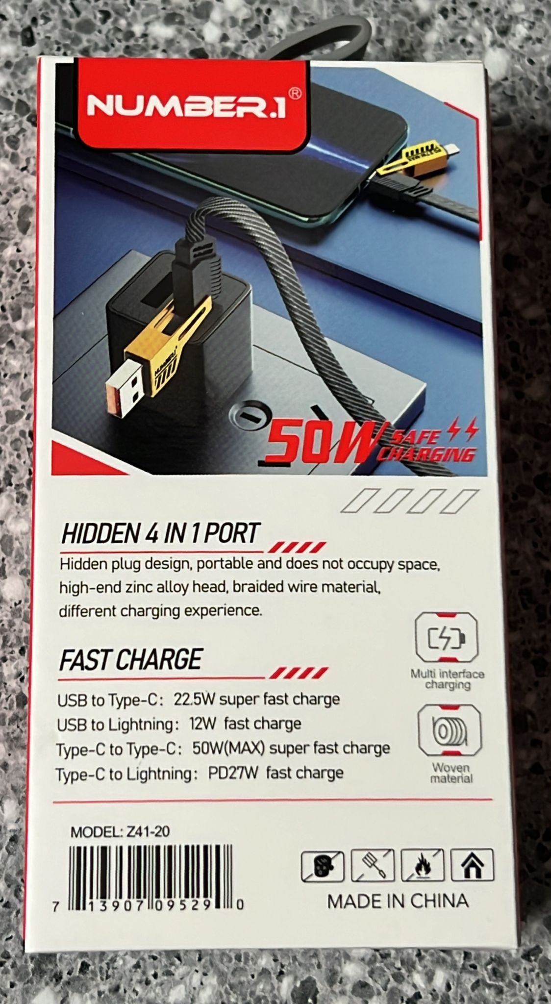 NUMBER 1 FAST 4 IN 1 6FT DATA CABLE