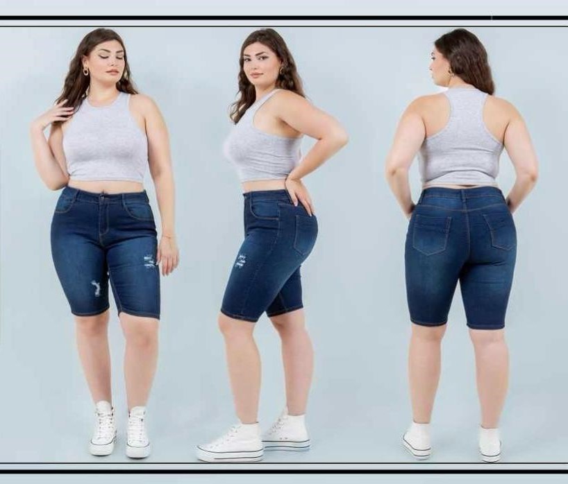 PLUS SIZE RIPPED BERMUDA
