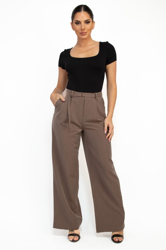 BELTED WIDE LEG PANTS