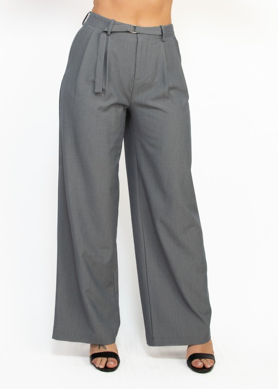 BELTED WIDE LEG PANTS