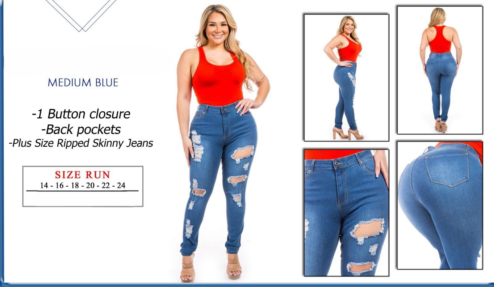 PLUS SIZE RIPPED JEANS