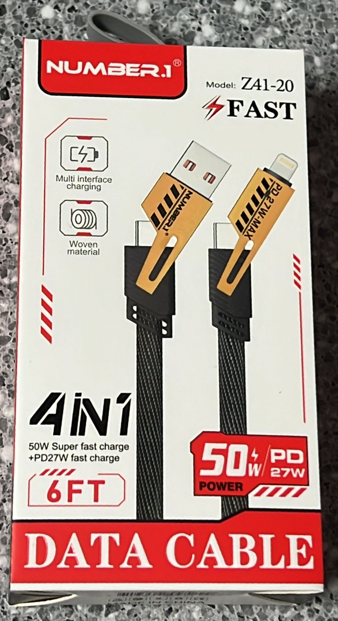 NUMBER 1 FAST 4 IN 1 6FT DATA CABLE