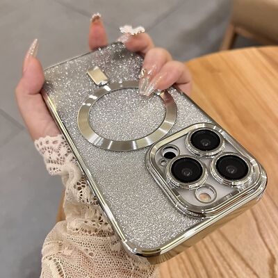IPHONE 14 13 GLITTER ROTAIONAL RING CASE